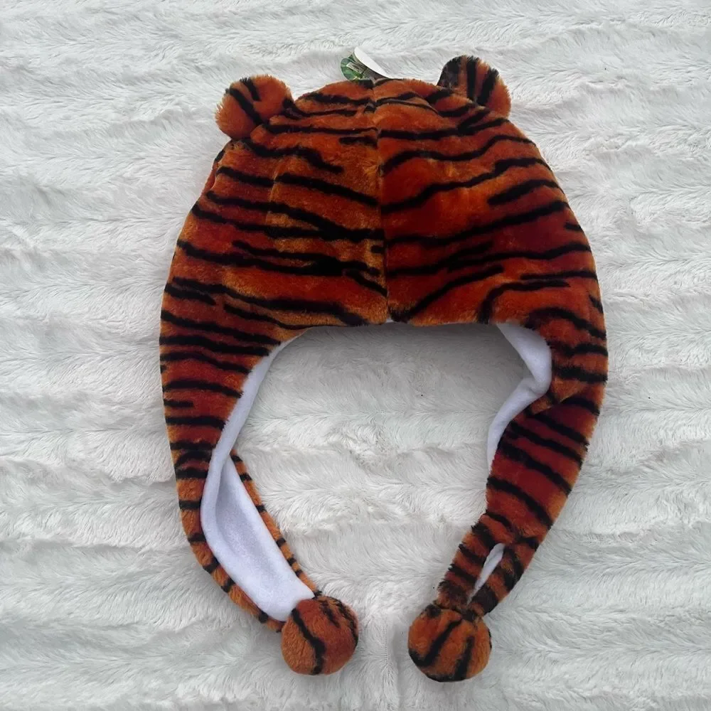 Hat Tiger Cute Plush Animal Winter Ski Hat Beanie Aviator Style Winter (Short)